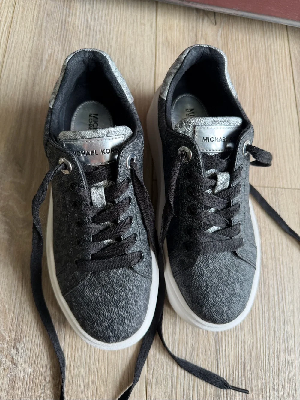 Michael Kors Gray Platform Logo-Print Sneakers